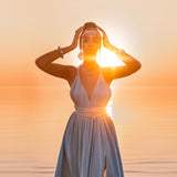 Greek Goddess Dress • Sky Blue Long Maxi Belted Dress - AYA Sacred Wear