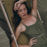 Green Organic Cotton Dress • Bohemian Bridesmaid Dress • Hand Loomed Open Back Dress - AYA Sacred Wear