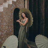 Green Organic Cotton Dress • Bohemian Bridesmaid Dress • Hand Loomed Open Back Dress - AYA Sacred Wear