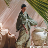 Short Linen Kimono Wrap with Belt, Bohemian Kimono Jacket For Women - AYA Sacred Wear