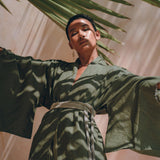 Short Linen Kimono Wrap with Belt, Bohemian Kimono Jacket For Women - AYA Sacred Wear