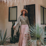 Boho Kimono Top, Organic Goddess Top, Wide Sleeve Wrap Top - AYA Sacred Wear
