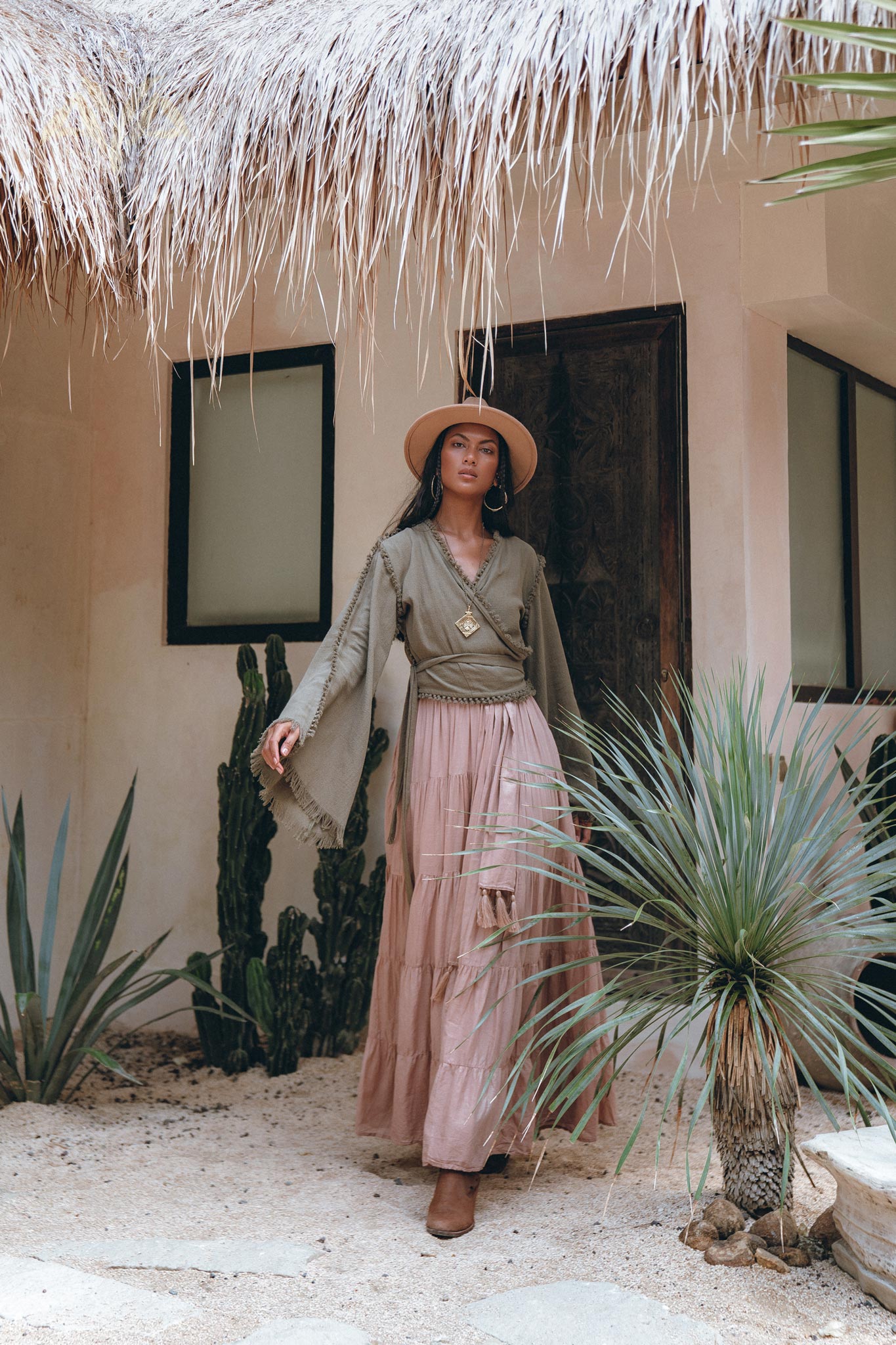 Boho Kimono Top, Organic Goddess Top, Wide Sleeve Wrap Top - AYA Sacred Wear