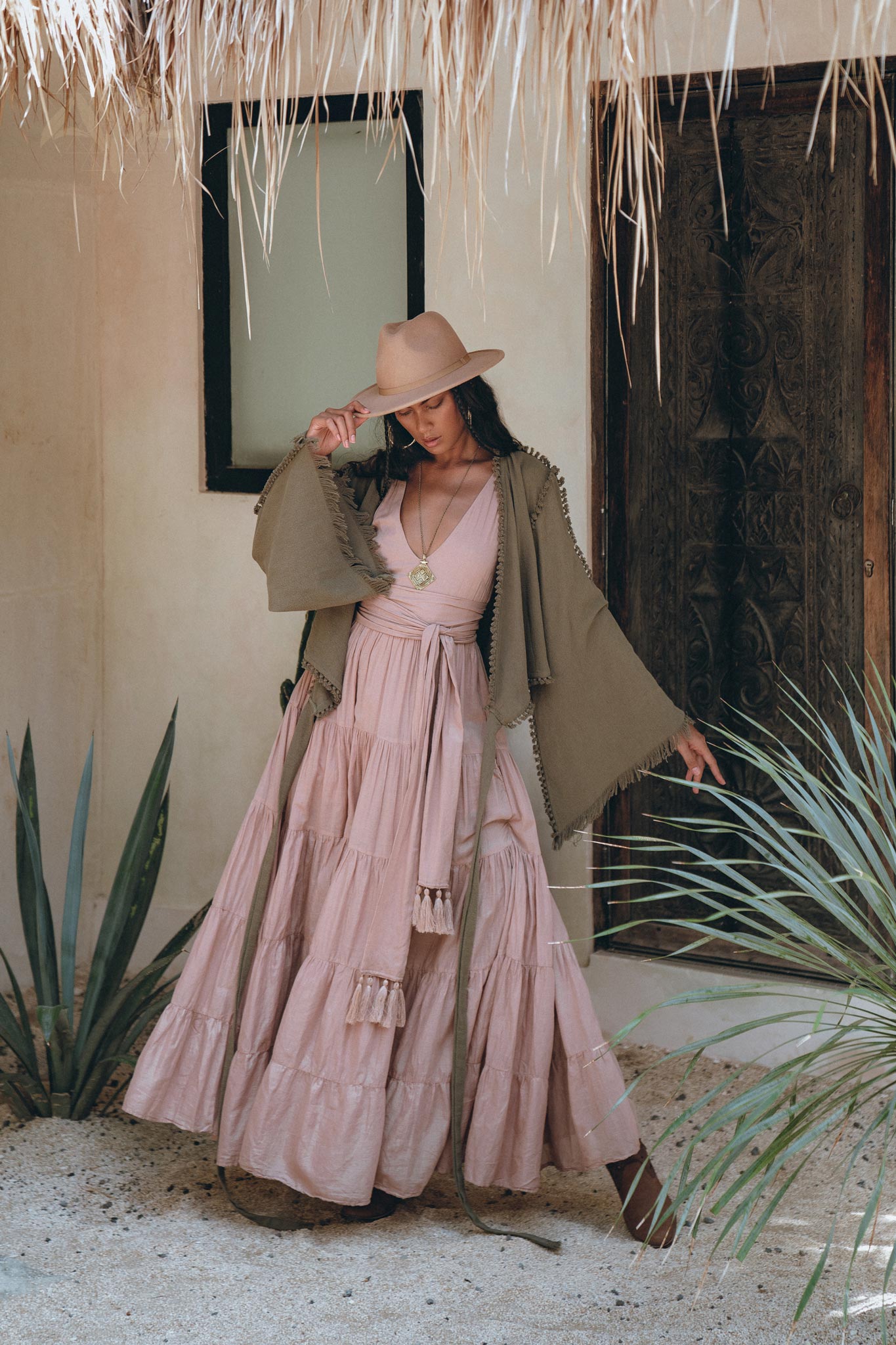 Boho Kimono Top, Organic Goddess Top, Wide Sleeve Wrap Top - AYA Sacred Wear