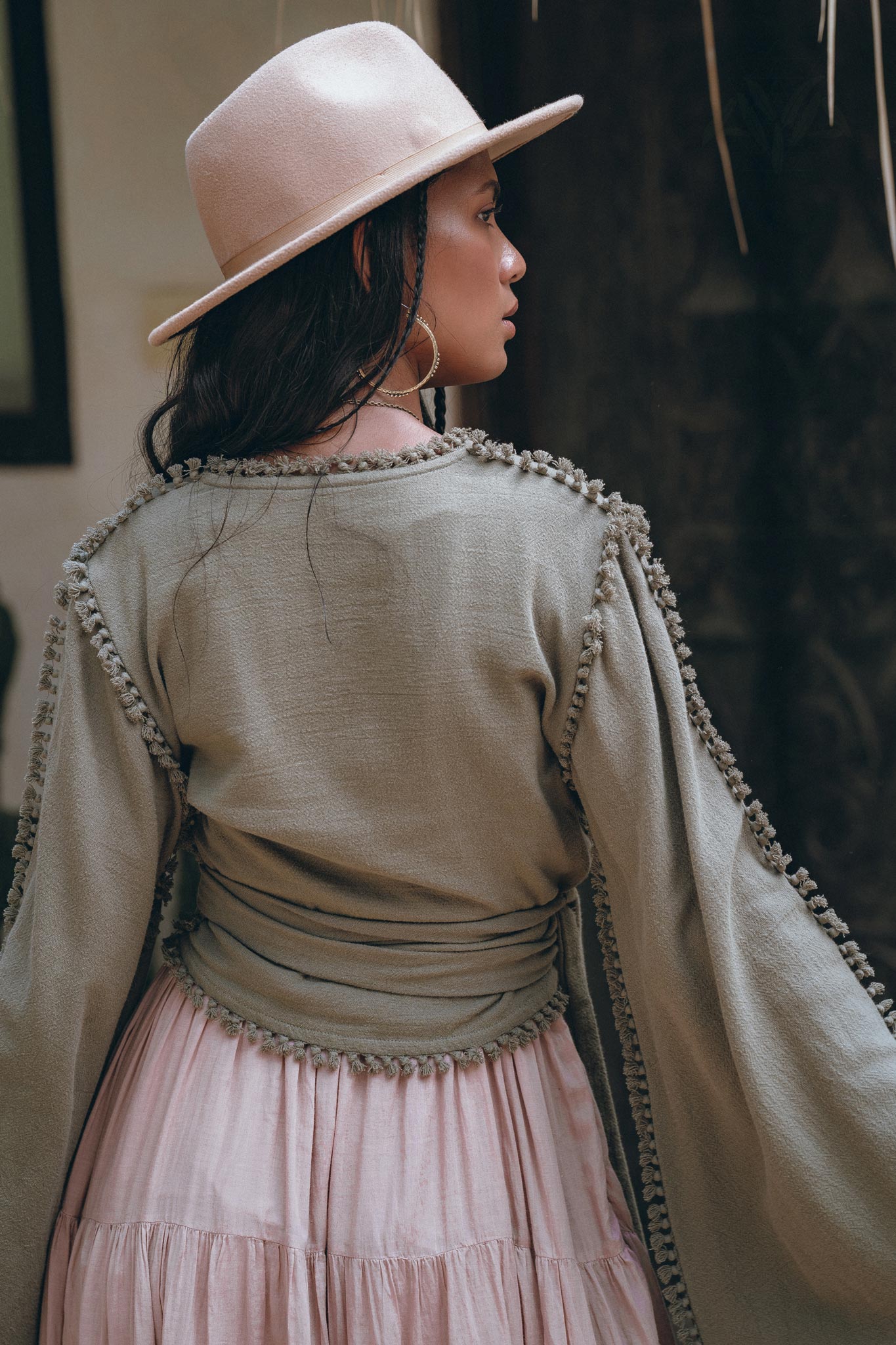 Boho Kimono Top, Organic Goddess Top, Wide Sleeve Wrap Top - AYA Sacred Wear