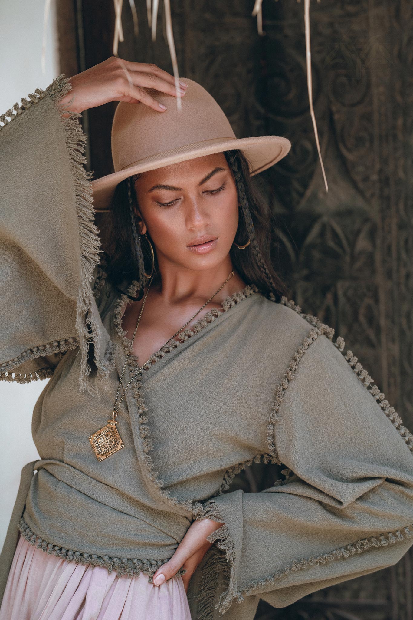 Boho Kimono Top, Organic Goddess Top, Wide Sleeve Wrap Top - AYA Sacred Wear