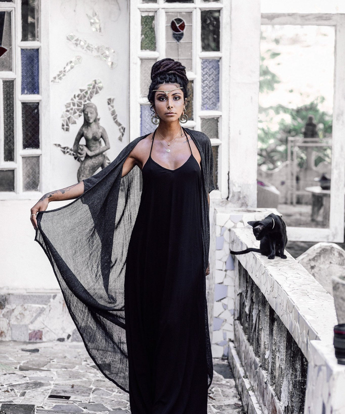 Grey Boho Kimono Cover Up • Boho Bamboo Mantle - AYA Sacred Wear
