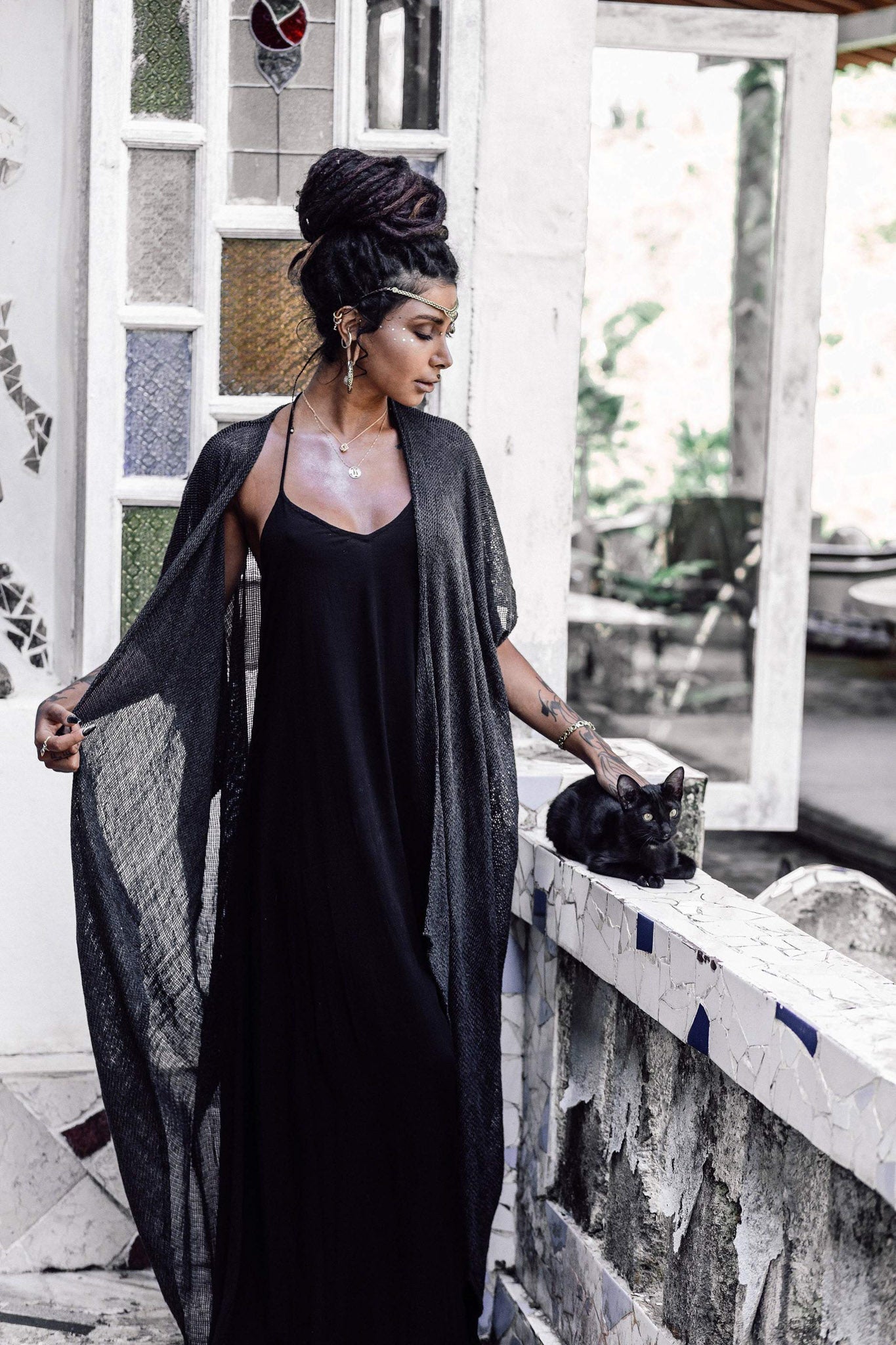 Grey Boho Kimono Cover Up • Boho Bamboo Mantle - AYA Sacred Wear