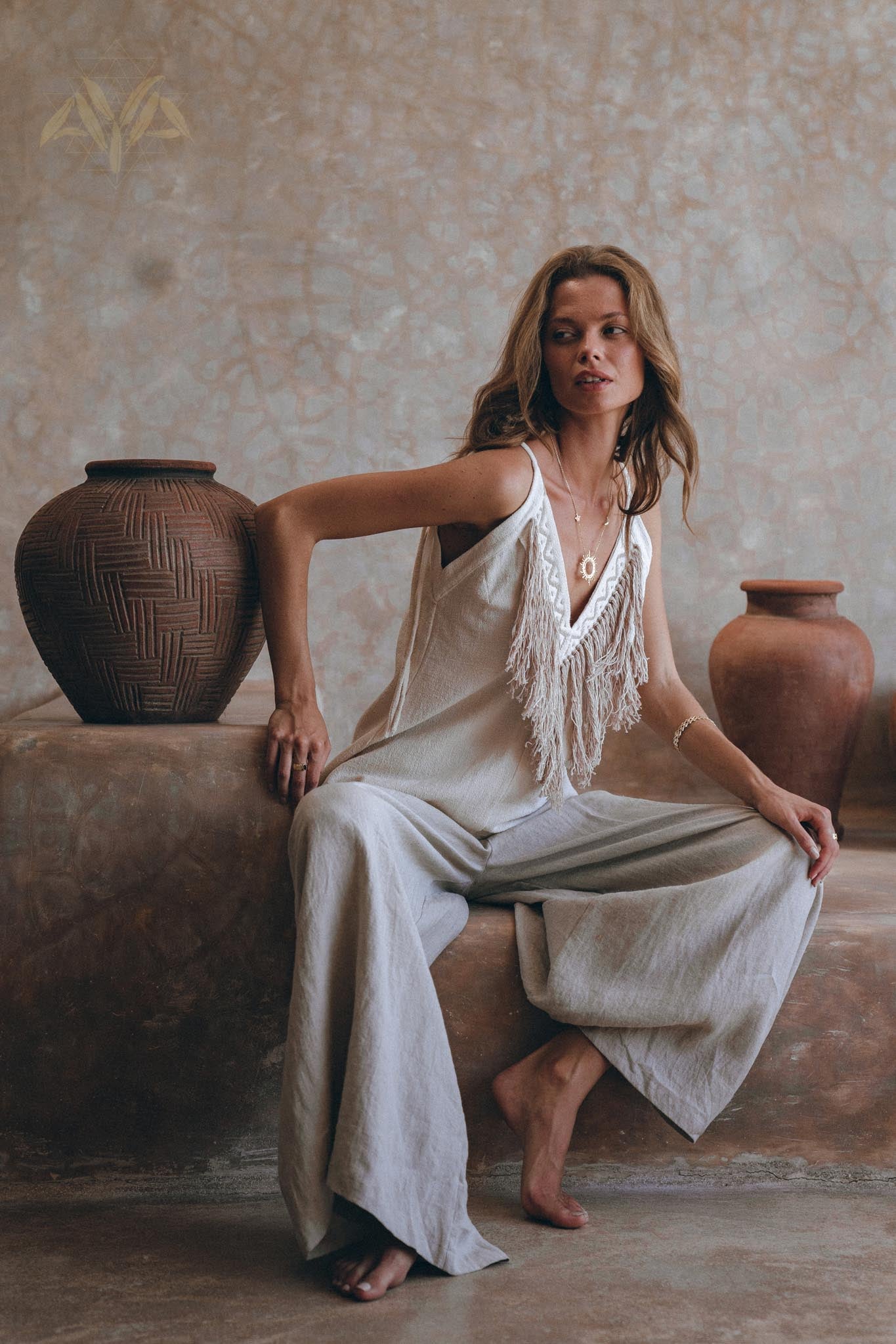 Hand Loomed Cotton Blouse with Hand Embroidery • Bohemian Top - AYA Sacred Wear