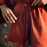 Handmade Knotted Jumpsuit • Red Mini Organic Jumpsuit • Romper Dress Women - AYA Sacred Wear