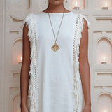 Off-White Mini Dress, Sleeveless Open Sides Dress, Ladders Sides Dress - AYA Sacred Wear