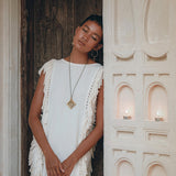 Off-White Mini Dress, Sleeveless Open Sides Dress, Ladders Sides Dress - AYA Sacred Wear