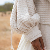 Handwoven Cotton Jacket Top in Cream | Textured Open Layer | Bohemian Statement Piece - AYA Sacred Wear