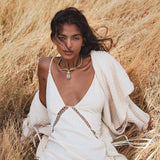 Handwoven Cotton Jacket Top in Cream | Textured Open Layer | Bohemian Statement Piece - AYA Sacred Wear