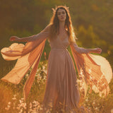 Dusty Rose Makosh Goddess Dress • Organic Bridesmaid Kimono Dress • Cotton Wrap Dress