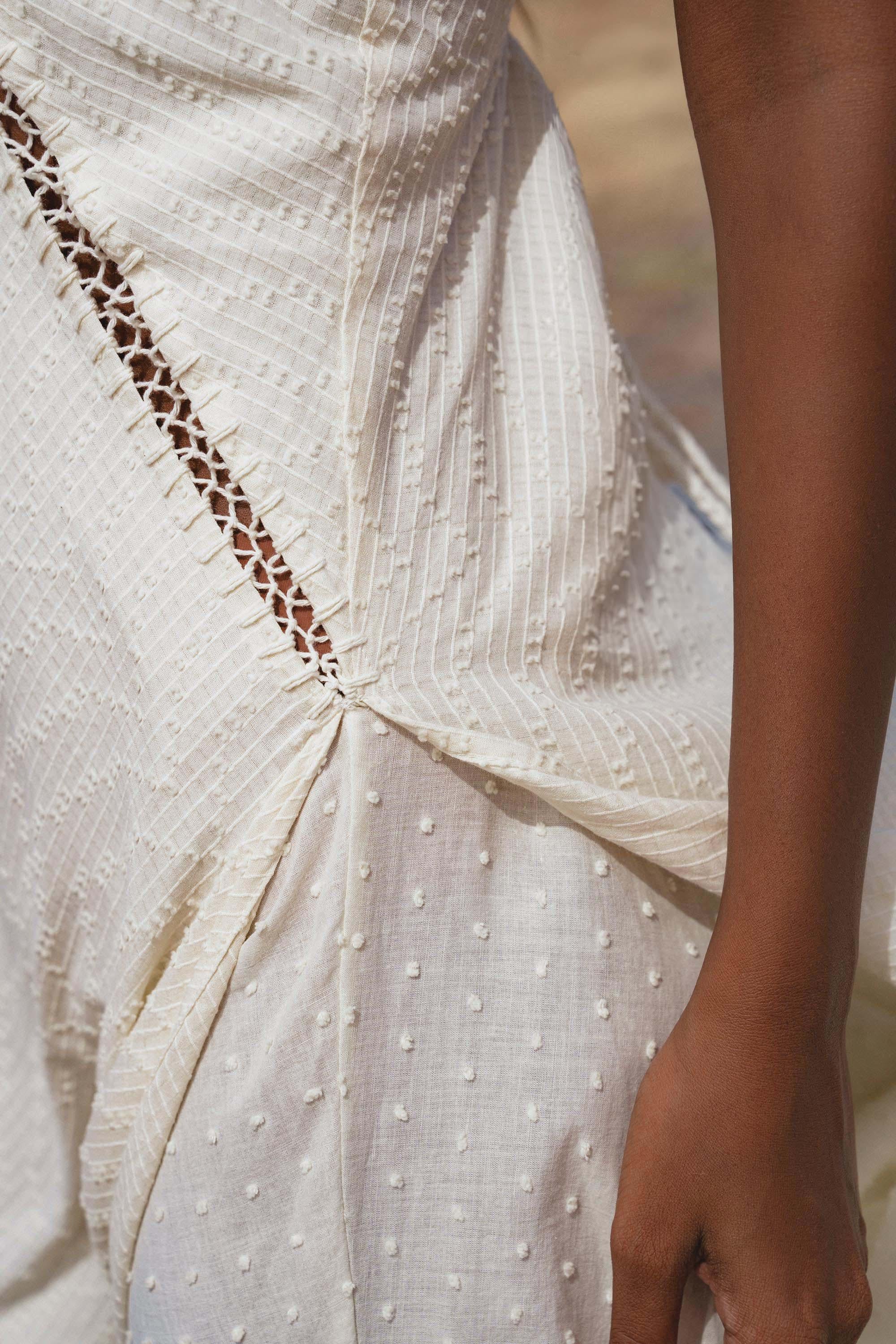 Dhara Loom Dress in off white Colour