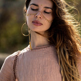 New Mandara Linen Maxi Dress Desert Rose Clay , Long Sleeve Backless - Photo 10