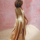 Inca Gold Matangi Peace Silk Gown • Organic Bridesmaid Kimono Dress • Wrap Dress - AYA Sacred Wear