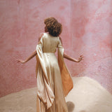 Inca Gold Matangi Peace Silk Gown • Organic Bridesmaid Kimono Dress • Wrap Dress - AYA Sacred Wear