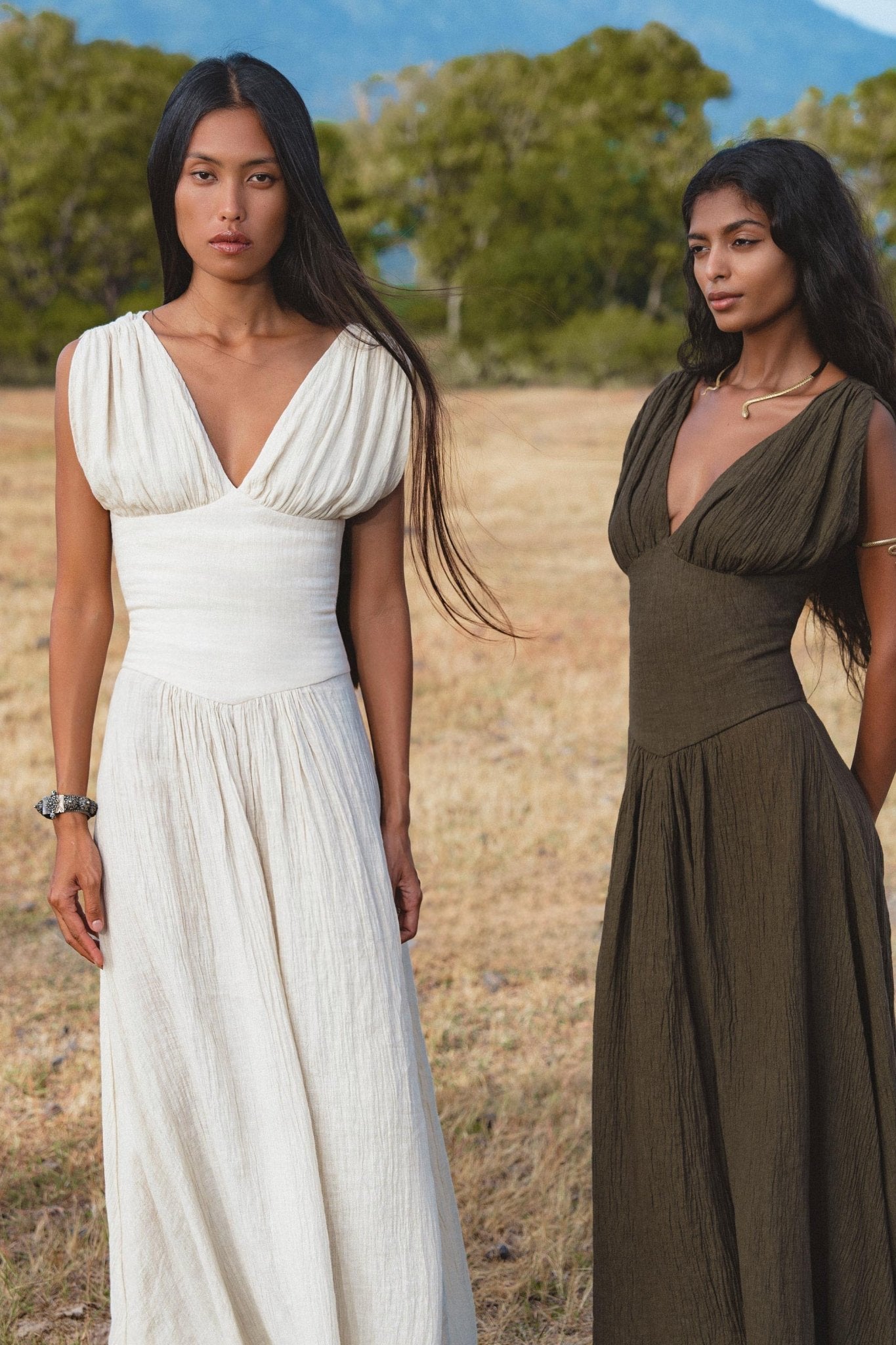 Japan Dress in African Brown Colour — Sustainable Linen Maxi Dress - AYA Sacred Wear