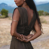 Japan Dress in African Brown Colour — Sustainable Linen Maxi Dress - AYA Sacred Wear