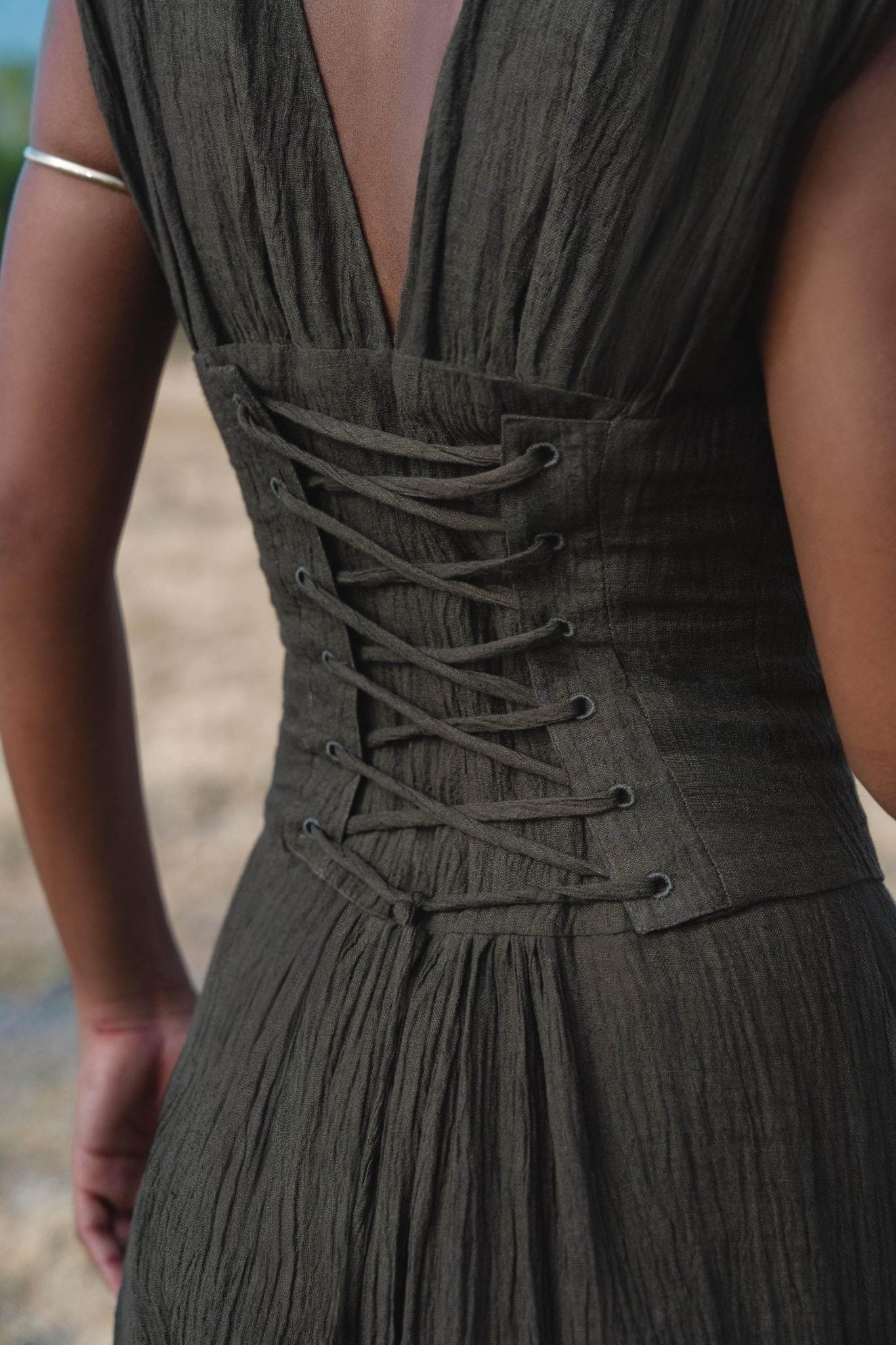Japan Dress in African Brown Colour — Sustainable Linen Maxi Dress - AYA Sacred Wear