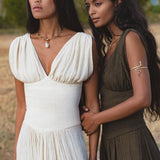 Japan Dress in African Brown Colour — Sustainable Linen Maxi Dress - AYA Sacred Wear