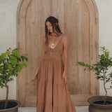 Latte Multiway Dress • Beach Adjustable Dress • Boho Sleeveless Dress - AYA Sacred Wear