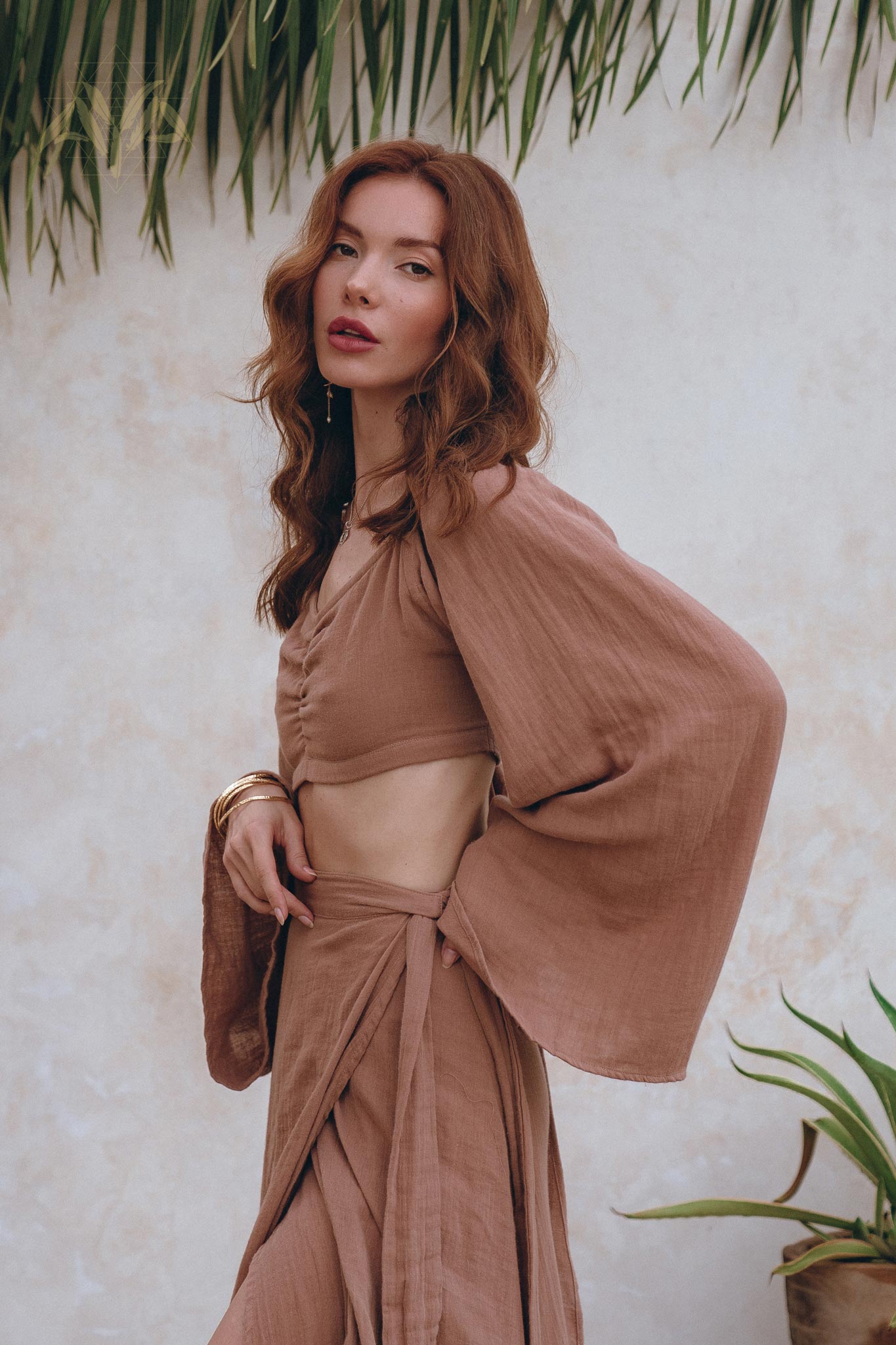 Summer Open Belly Matching Top and Skirt, Latte Tank Top and Maxi Skirt - AYA Sacred Wear