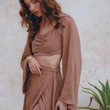 Summer Open Belly Matching Top and Skirt, Latte Tank Top and Maxi Skirt - AYA Sacred Wear