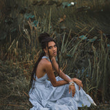 Light Blue Bohemian Adjustable Dress • Boho Evening Open Back Belly Dress - AYA Sacred Wear