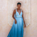 Boho Wedding Dress, Bohemian Dress, Botanically Dyed Sky Blue Dress - AYA Sacred Wear