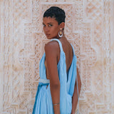 Boho Wedding Dress, Bohemian Dress, Botanically Dyed Sky Blue Dress - AYA Sacred Wear