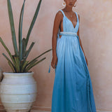 Boho Wedding Dress, Bohemian Dress, Botanically Dyed Sky Blue Dress - AYA Sacred Wear