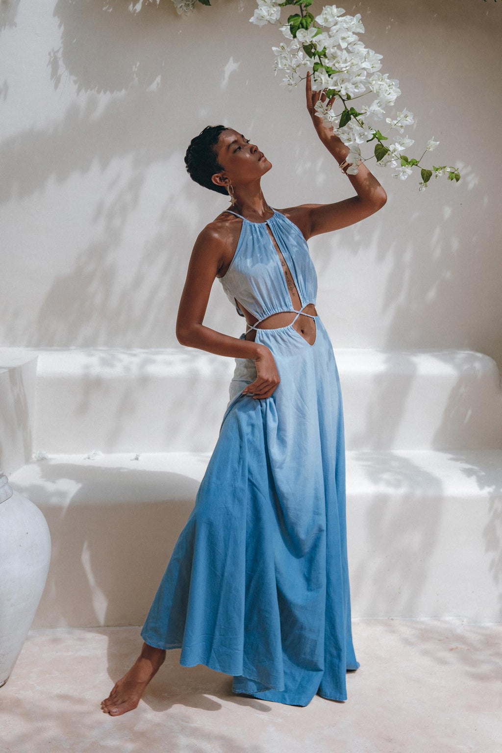 Boho Dress, Open Back Belly Dress, Organically Dyed Adjustable Dress - AYA Sacred Wear