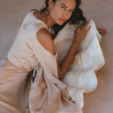 Eco-Friendly Ahimsa Silk Dress: Ombre Dusty Pink & Cream, Boho Elegant Design for Bridesmaids or Wedding Guests.