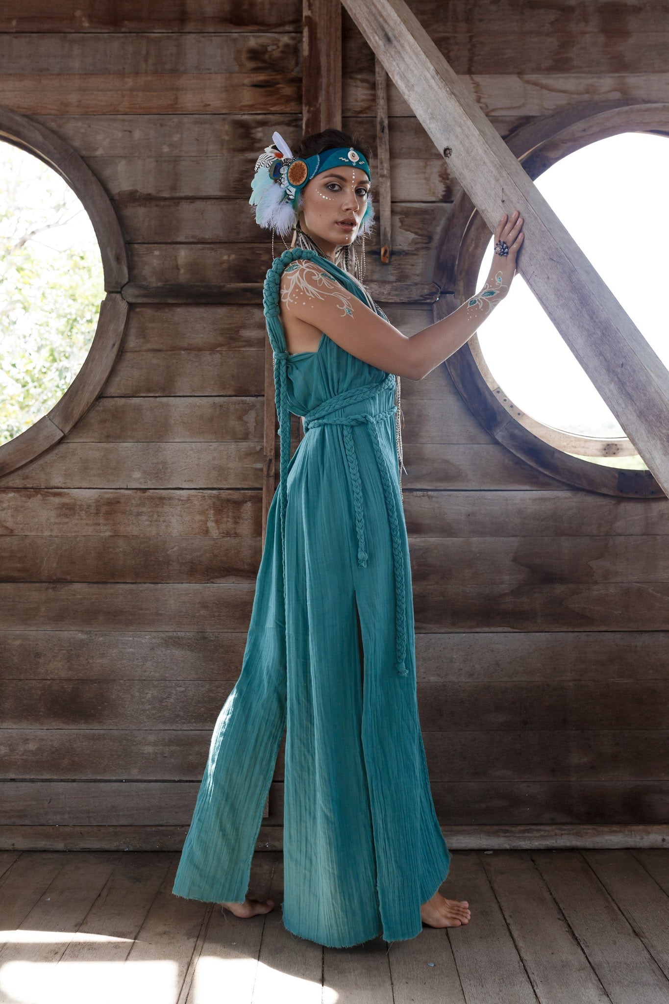 Turquoise Nomad Spirit Dress  (Adjustable size, multiway dress) - AYA Sacred Wear