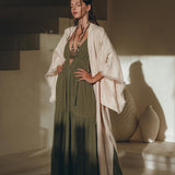 Linen Cardigan Women • Light Pink Overcoat • Linen Wrap Cardigan with Belt - AYA Sacred Wear