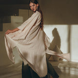 Linen Cardigan Women • Light Pink Overcoat • Linen Wrap Cardigan with Belt - AYA Sacred Wear