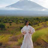 Linen Cardigan Women • Light Pink Overcoat • Linen Wrap Cardigan with Belt - AYA Sacred Wear