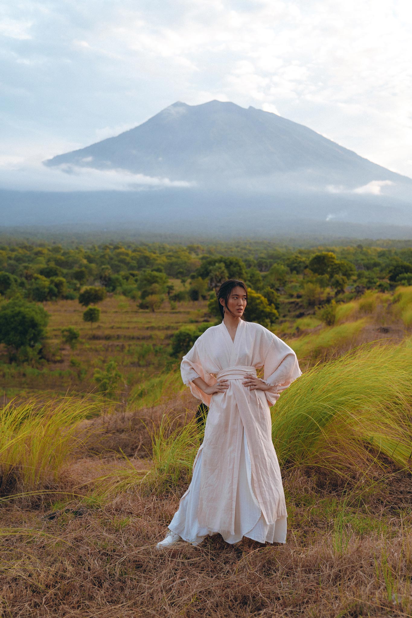Linen Cardigan Women • Light Pink Overcoat • Linen Wrap Cardigan with Belt - AYA Sacred Wear