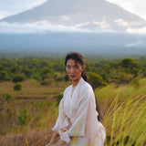 Linen Cardigan Women • Light Pink Overcoat • Linen Wrap Cardigan with Belt - AYA Sacred Wear