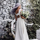 Long Boho Simple Wedding Dress - AYA Sacred Wear