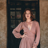 Long Sleeve Organic Boho Dress • Bridesmaid Dress • Bohemian Dress - AYA Sacred Wear