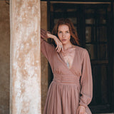 Long Sleeve Organic Boho Dress • Bridesmaid Dress • Bohemian Dress - AYA Sacred Wear