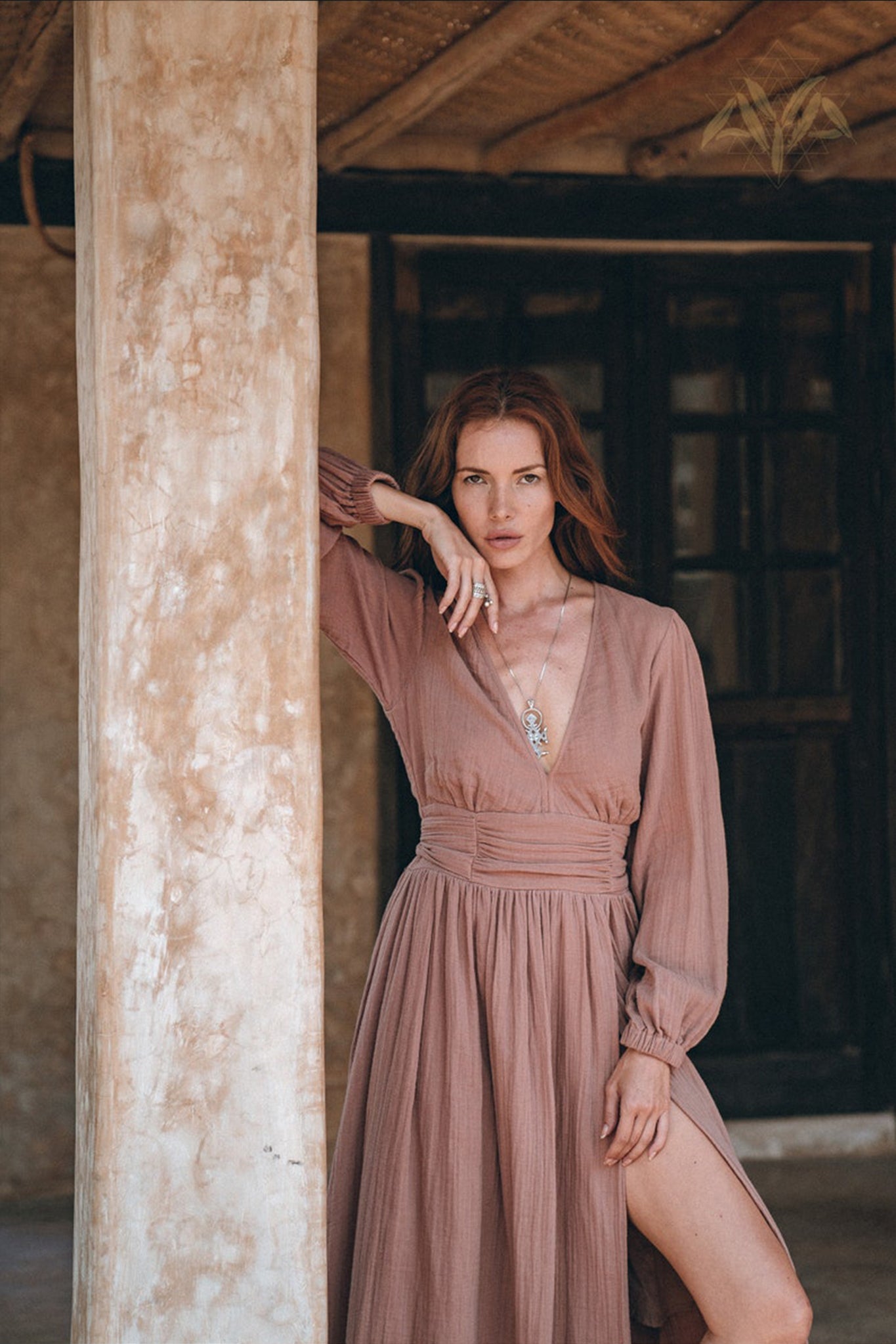 Long Sleeve Organic Boho Dress • Bridesmaid Dress • Bohemian Dress - AYA Sacred Wear