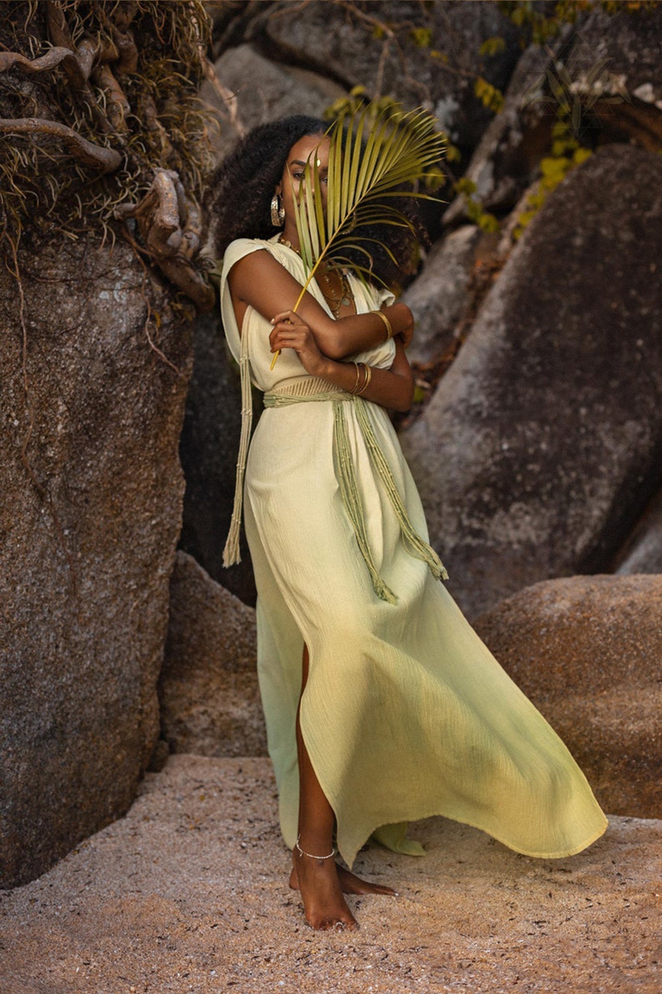 Macramé Belted Boho Dress • Handmade Ombre Organically Dyed Dress - AYA Sacred Wear