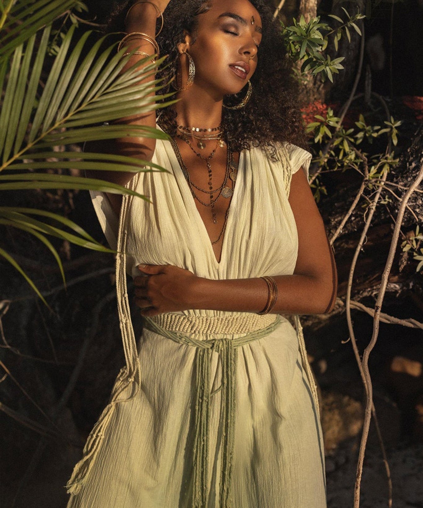 Macramé Belted Boho Dress • Handmade Ombre Organically Dyed Dress - AYA Sacred Wear