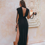 Black Goddess Macrame Dress, Boho Macrame Organic Wedding Dress - AYA Sacred Wear