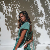 Organic Dress, Boho Wedding Dress, Botanically Dyed Turquoise Dress - AYA Sacred Wear
